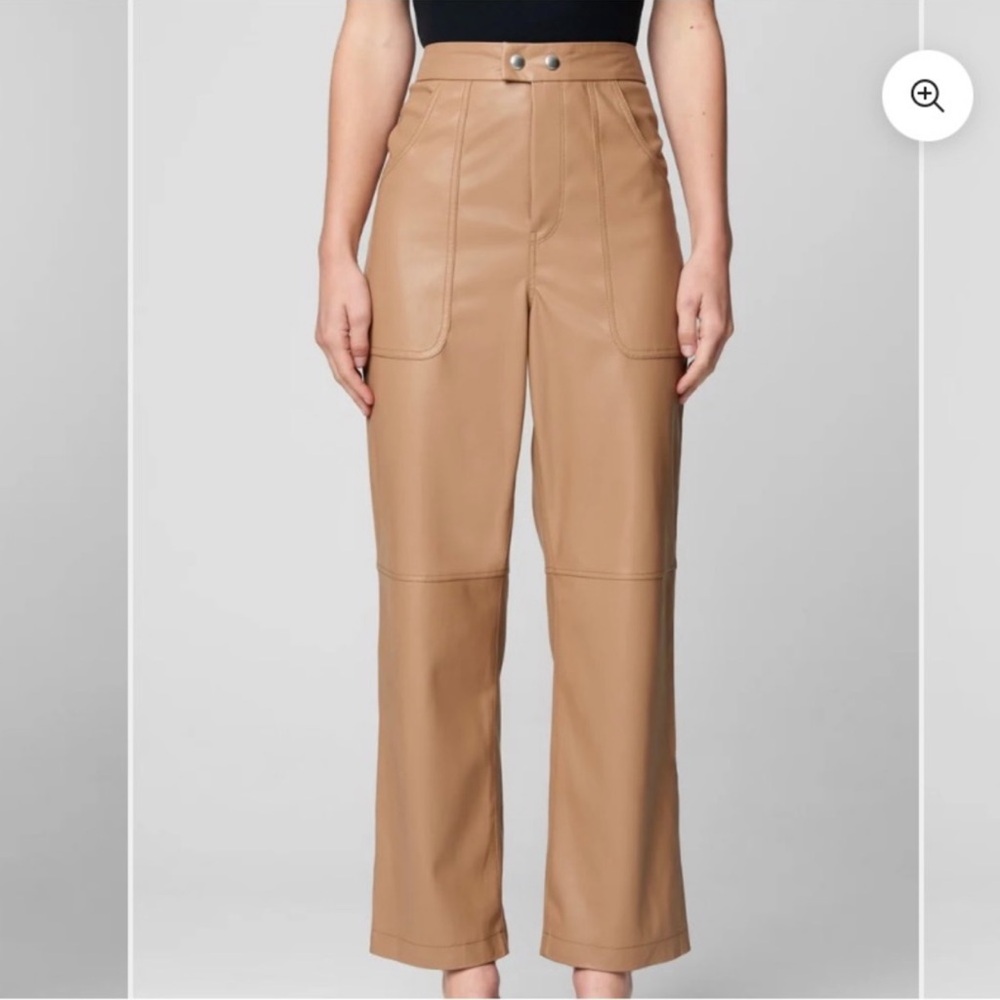 Camel Vegan Leather Pants - Picture 3 of 8